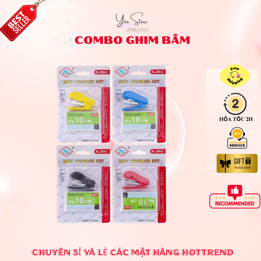 Bộ Ghim Bấm Ghim Mini Màu Ngẫu Nhiên Mini Cho Học Sinh, Văn Phòng, Cố Định Giấy Tờ, Văn Phòng Phẩm